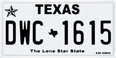 TX license plate DWC1615