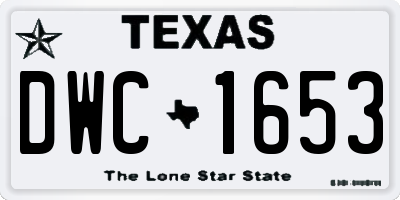 TX license plate DWC1653
