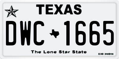 TX license plate DWC1665