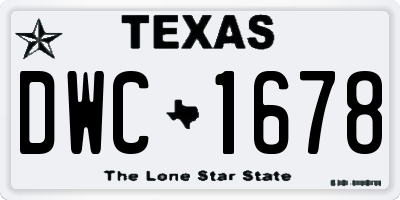 TX license plate DWC1678
