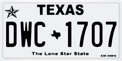 TX license plate DWC1707