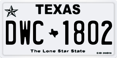 TX license plate DWC1802