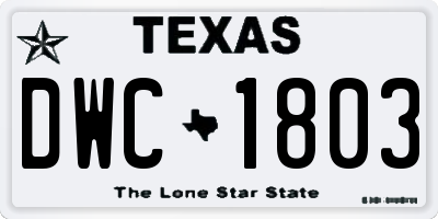 TX license plate DWC1803
