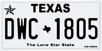 TX license plate DWC1805
