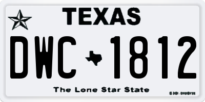 TX license plate DWC1812