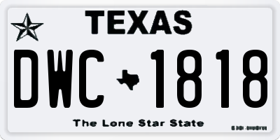 TX license plate DWC1818