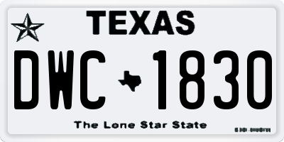 TX license plate DWC1830