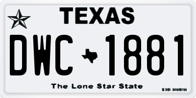 TX license plate DWC1881