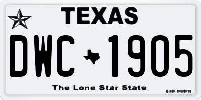 TX license plate DWC1905
