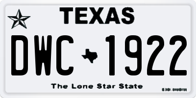 TX license plate DWC1922