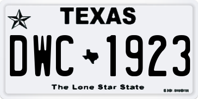 TX license plate DWC1923