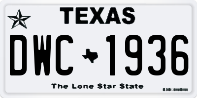TX license plate DWC1936