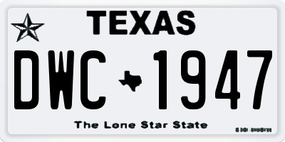 TX license plate DWC1947