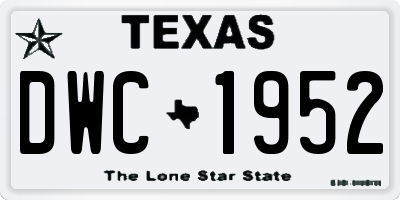 TX license plate DWC1952