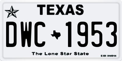 TX license plate DWC1953