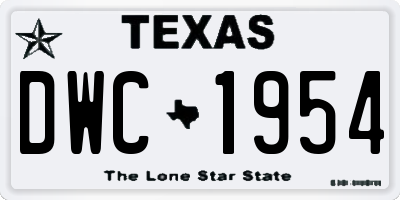 TX license plate DWC1954