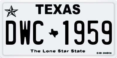 TX license plate DWC1959