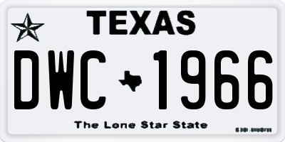 TX license plate DWC1966