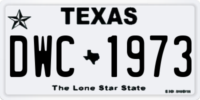 TX license plate DWC1973