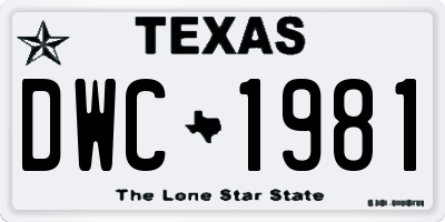 TX license plate DWC1981