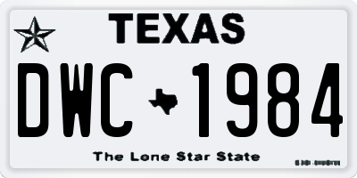 TX license plate DWC1984