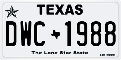 TX license plate DWC1988