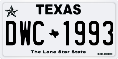 TX license plate DWC1993