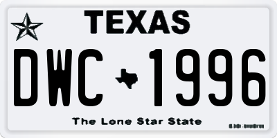TX license plate DWC1996