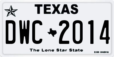 TX license plate DWC2014