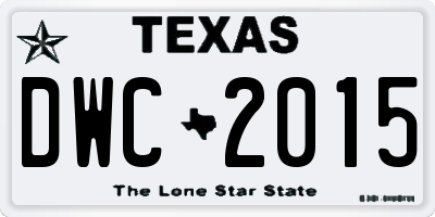 TX license plate DWC2015