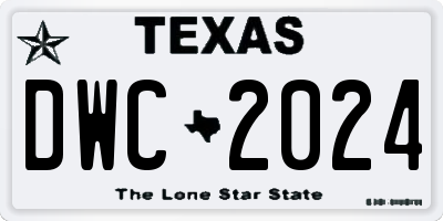 TX license plate DWC2024