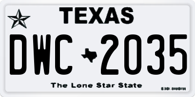 TX license plate DWC2035