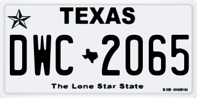 TX license plate DWC2065