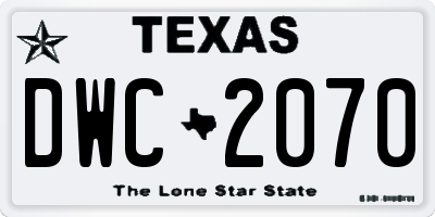 TX license plate DWC2070