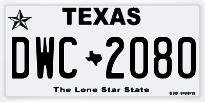 TX license plate DWC2080