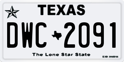 TX license plate DWC2091