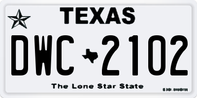 TX license plate DWC2102