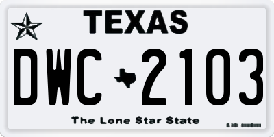 TX license plate DWC2103