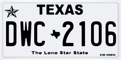 TX license plate DWC2106