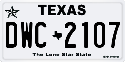TX license plate DWC2107