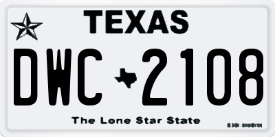 TX license plate DWC2108