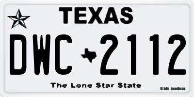 TX license plate DWC2112