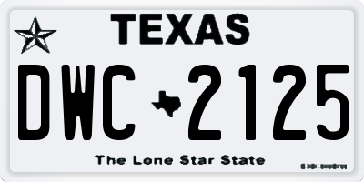 TX license plate DWC2125