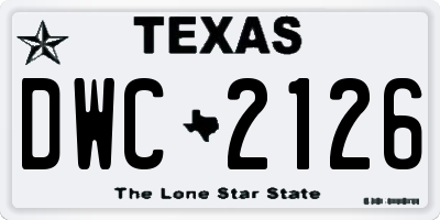 TX license plate DWC2126