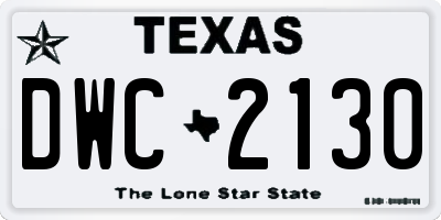 TX license plate DWC2130