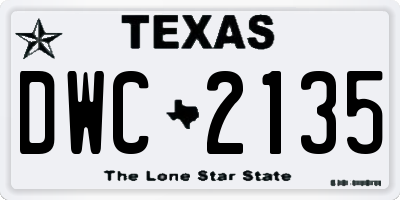 TX license plate DWC2135