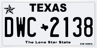 TX license plate DWC2138