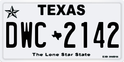 TX license plate DWC2142