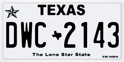 TX license plate DWC2143