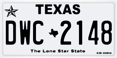 TX license plate DWC2148